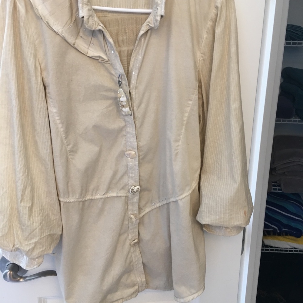 Elisa Cavaletti Tan Blouse w/Embellishments